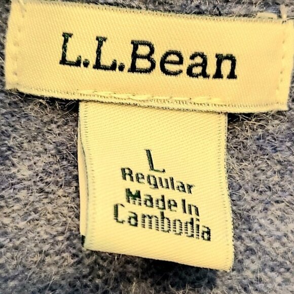 LL Bean Cashmere Cardigan Button Front Soft Luxury Sz Large Blue Heritage Preppy - Picture 6 of 6